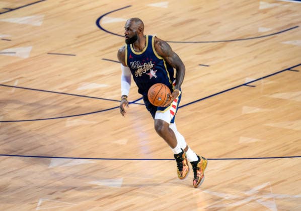 NBA, Basketball Herren, USA All Star 2026: USA Stars vs USA Stripes LOS ANGELES, CA, UNITED STATES - FEBRUARY 15: LeBron James (23) for USA Stripes is in action during the game of NBA All Star 2026 between USA Stars and USA Stripes at Intuit Dome, Inglewood, Los Angeles, California, United States on February 15, 2026. Tayfun Coskun Anadolu California United States. Editorial use only. Please get in touch for any other usage.  Copyright: x2026xAnadoluxTayfunxCoskunx