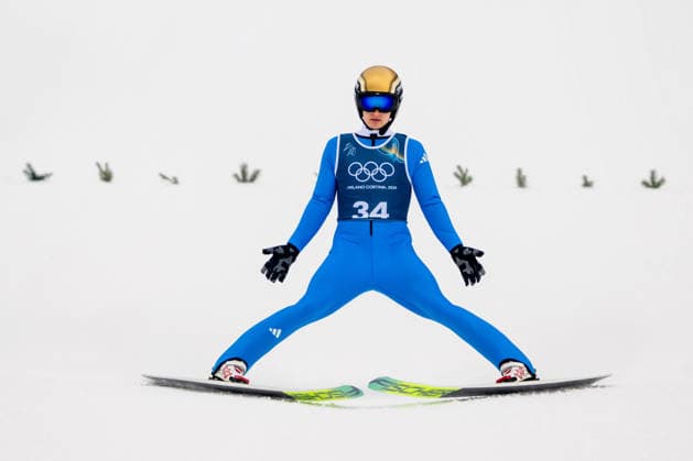 OLYMPICS - Winter Olympic Games, Olympische Spiele, Olympia, OS Milano Cortina 2026 PREDAZZO,ITALY,16.FEB.26 - OLYMPICS, NORDIC SKIING, NORDIC COMBINED, Ski jumping, Skispringen, Ski, nordisch - Winter Olympic Games Milano Cortina 2026, large hill, training. Image shows Julian Schmid (GER).  GEPAxpictures xOliverxLerch