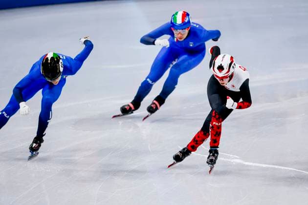 Kim Boutin of Canada and Arianna Fontana of Italy Women s 1000m Quarterfinals, Milano Cortina 2026 Winter Olympics: Day 10, Short Track Speed skating, Eisschnelllauf - Milano Cortina 2026 Winter Olympics: Day 10, Milano Speed Skating Stadium, February 16, 2026, Milan, Italy.