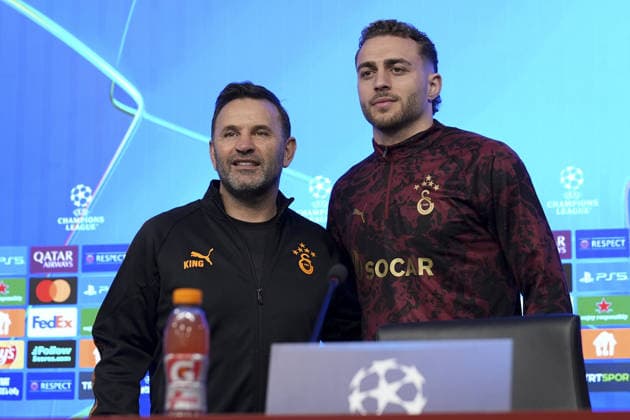 Ahead of the Galatasaray v Juventus - UEFA Champions League ISTANBUL, TURKIYE - FEBRUARY 16: Head Coach Okan Buruk (L) of Galatasaray and his player Baris Alper Yilmaz (R) attend the press conference, PK, Pressekonferenz ahead of the first leg of the UEFA Champions League round of 16 play-off match against Juventus at the Kemerburgaz Metin Oktay Training Facilities in Istanbul, Turkiye on February 16, 2026. Arife Karakum Anadolu Istanbul Turkey. Editorial use only. Please get in touch for any other usage.  Copyright: x2026xAnadoluxArifexKarakumx