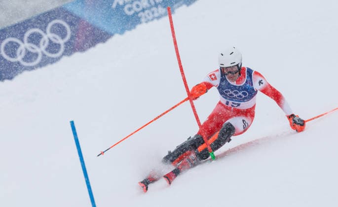 OLYMPICS - Winter Olympic Games, Olympische Spiele, Olympia, OS Milano Cortina 2026 BORMIO,ITALY,16.FEB.26 - OLYMPICS, ALPINE SKIING - Winter Olympic Games Milano Cortina 2026, slalom, men. Image shows Daniel Yule (SUI).  GEPAxpictures xHaraldxSteiner