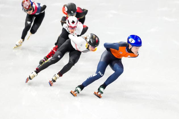 2026-02-16 - Milano Cortina 2026 Winter Olympics MILAN, ITALY - FEBRUARY 16: Hanne Desmet of Belgium, Xandra Velzeboer of Netherlands performing on the Short Track Speed skating, Eisschnelllauf of the Milano Cortina 2026 Winter Olympics at the Milano Ice Skating Arena on February 16, 2026 in Milan, Italy Milan Milano Ice Skating Arena Italy Content not available for redistribution in The Netherlands directly or indirectly through any third parties. Copyright: xAndrexWeeningx