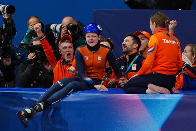 Xandra Velzeboer winner gold medal during the women s 1000m short track race, at the 2026 Milan-Cortina Winter Olympics, Milan, Italy, February 16, 2026. Photo: Claudio Furlan LaPresse  Copyright: xClaudioxFurlan LaPressex
