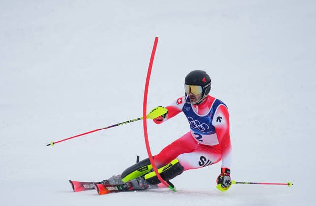 February 16, 2026, Bormio, Aarhus, Italy: LOIC MEILLARD from Switzerland competes during the Men s Slalom Final, Milano Cortina 2026 Winter Olympic Games, Olympische Spiele, Olympia, OS at Stelvio Alpine Skiing Centre. Bormio Italy - ZUMAp228 20260216_zsp_p228_008 Copyright: xUlrikxPedersenx