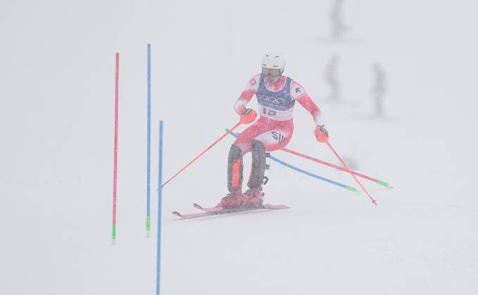 February 16, 2026, Bormio, Aarhus, Italy: DANIEL YULE from Switzerland competes during the Men s Slalom Final, Milano Cortina 2026 Winter Olympic Games, Olympische Spiele, Olympia, OS at Stelvio Alpine Skiing Centre. Bormio Italy - ZUMAp228 20260216_zsp_p228_060 Copyright: xUlrikxPedersenx