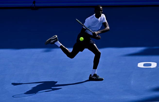 ATP, Tennis Herren Qatar ExxonMobil Open 2026-Round of 32 Mubarak Shannan Zayid of Qatar against Alexei Popyrin of Australia in the Round of 32 at the ATP men™s Qatar ExxonMobil Open 2026 at the Khalifa International Tennis Complex in Doha, Qatar, on February 16, 2026. DOHA Qatar Copyright: xNOUSHADx