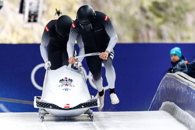 OLYMPICS - Winter Olympic Games, Olympische Spiele, Olympia, OS Milano Cortina 2026 CORTINA D AMPEZZO,ITALY,16.FEB.26 - OLYMPICS, BOBSLEIGH - Winter Olympic Games Milano Cortina 2026, 2-man, men. Image shows Markus Treichl and Daniel Bertschler (AUT).  GEPAxpictures xMaticxKlansek