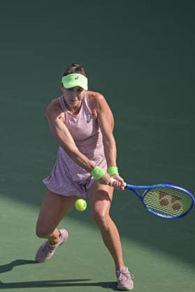 2026 Dubai Duty Free Tennis Championship DUBAI, UNITED ARAB EMIRATES - FEBRUARY 16: Swiss tennis player Belinda Bencic competes against Spain s Jessica Bouzas Maneiro (not seen) in the women’s singles match of the Dubai Duty Free Tennis Championship at the Dubai Duty Tennis Stadium in Dubai, United Arab Emirates, on February 16, 2026. Waleed Zein Anadolu Dubai United Arab Emirates. Editorial use only. Please get in touch for any other usage.  Copyright: x2026xAnadoluxWaleedxZeinx