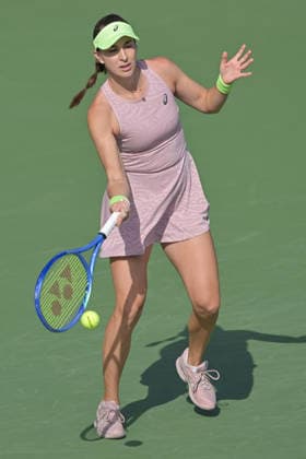 2026 Dubai Duty Free Tennis Championship DUBAI, UNITED ARAB EMIRATES - FEBRUARY 16: Swiss tennis player Belinda Bencic competes against Spain s Jessica Bouzas Maneiro (not seen) in the women’s singles match of the Dubai Duty Free Tennis Championship at the Dubai Duty Tennis Stadium in Dubai, United Arab Emirates, on February 16, 2026. Waleed Zein Anadolu Dubai United Arab Emirates. Editorial use only. Please get in touch for any other usage.  Copyright: x2026xAnadoluxWaleedxZeinx