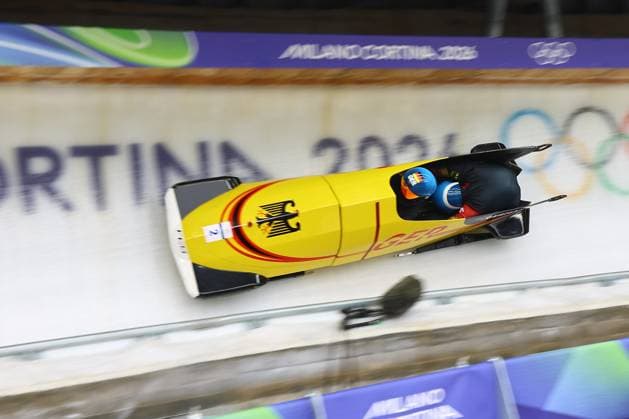 Jeux Olympiques d hiver Milan Cortina PHOTOPQR LE COURRIER PICARD Haslin ; Cortina d Ampezzo ; 16 02 2026 ; 16 02 26 Jeux Olympiques d hiver Milan Cortina - Winter Olympics games Milano Cortina Bobsleigh bob à 2 Francesco Friedrich et Alexander Schuller (Allemagne 2) Photo Fred Haslin Winter olympics in Milan Cortina, Italy. Cortina d Ampezzo Dolomites France  Copyright: xPHOTOPQR LExCOURRIERxPICARD MAXPxHaslinx 20260216LCP2465 20260216LCP2465