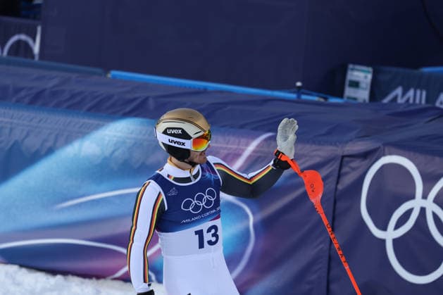 L Strasser (GER) during the Olympic Winter games, Winterspiele,Spiele, Summer games Milano-Cortina 2026, Alpine Skiing Men s Slalom on February 16, 2026 at Stelvio Ski Center in Bormio, Italy  Copyright: xSergioxBisi IPAxSportx xipa-agency.netx xx IPA_71605066 IPA_Agency_IPA71605066