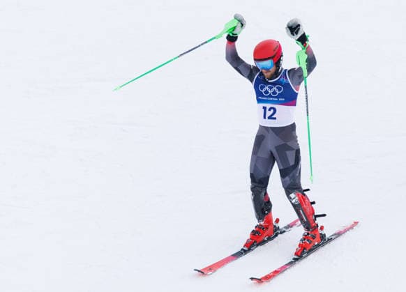 OLYMPICS - Winter Olympic Games, Olympische Spiele, Olympia, OS Milano Cortina 2026 BORMIO,ITALY,16.FEB.26 - OLYMPICS, ALPINE SKIING - Winter Olympic Games Milano Cortina 2026, slalom, men. Image shows the rejoicing of Fabio Gstrein (AUT).  GEPAxpictures xHaraldxSteiner