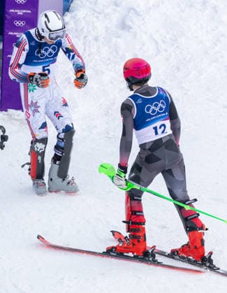 OLYMPICS - Winter Olympic Games, Olympische Spiele, Olympia, OS Milano Cortina 2026 BORMIO,ITALY,16.FEB.26 - OLYMPICS, ALPINE SKIING - Winter Olympic Games Milano Cortina 2026, slalom, men. Image shows Henrik Kristoffersen (NOR) and Fabio Gstrein (AUT).  GEPAxpictures xHaraldxSteiner
