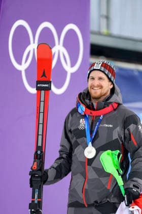 OLYMPICS - Winter Olympic Games, Olympische Spiele, Olympia, OS Milano Cortina 2026 BORMIO,ITALY,16.FEB.26 - OLYMPICS, ALPINE SKIING - Winter Olympic Games Milano Cortina 2026, slalom, men, medal ceremony. Image shows the rejoicing of Fabio Gstrein (AUT). Keywords: medal.  GEPAxpictures xWolfgangxGrebien
