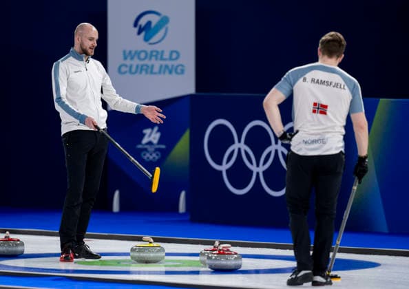 260216 Magnus Ramsfjell and Bendik Ramsfjell of Norway celebrate compete in a men s round robin curling match between Norway and Great Britain during day 10 of the 2026 Winter Olympics on February 16, 2026 in Cortina. Photo: Jon Olav Nesvold BILDBYRAN COP 217 JE0122 curling Olympic Games, Olympische Spiele, Olympia, OS olympics winter olympics os ol olympiska spel vinter-os olympiske leker milano cortina 2026 milan cortina 2026 milano cortina 2026 olympic games milano cortina 2026 winter olympic games milano cortina-os milano cortina-ol vinter-ol 10 bbeng *** 260216 Magnus Ramsfjell and Bendik Ramsfjell of Norway celebrate compete in a men s round robin curling match between Norway and Great Britain during day 10 of the 2026 Winter Olympics on February 16, 2026 in Cortina Photo Jon Olav Nesvold BILDBYRAN COP 217 JE0122 curling olympic games olympics winter olympics os ol olympiska spel vinter os olympiske leker milano cortina 2026 milan cortina 2026 milano cortina 2026 olympic games milano cortina 2026 winter olympic games milano cortina os milano cortina ol vinter ol 10 bbeng  Copyright: JONxOLAVxNESVOLD BB260216JE085