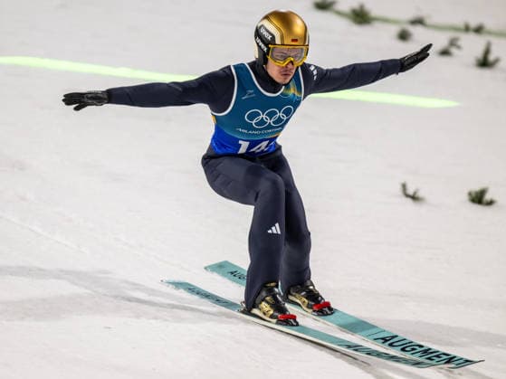 OLYMPICS - Winter Olympic Games, Olympische Spiele, Olympia, OS Milano Cortina 2026 PREDAZZO,ITALY,16.FEB.26 - OLYMPICS, Ski jumping, Skispringen, Ski, nordisch - Winter Olympic Games Milano Cortina 2026, large hill, Super Team, men. Image shows Philipp Raimund (GER).  GEPAxpictures xOliverxLerch