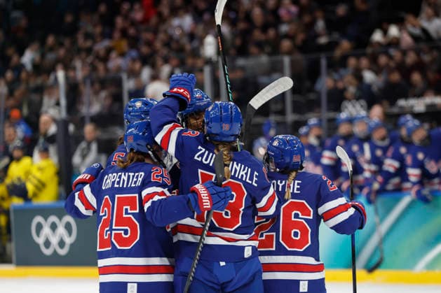 Team USA s womens hockey celebrates a goal by Laila Edwards in the second period against Sweden at 2026 Milano Cortina Olympics in Milan Italy on Sunday, February 15, 2026.  OLY20260216310 AARONxJOSEFCZYK