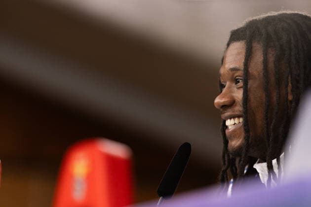 SL Benfica v Real Madrid - UEFA Champions League 2025 26 LISBON, PORTUGAL - FEBRUARY 16: Eduardo Camavinga of Real Madrid, smiles during press conference, PK, Pressekonferenz ahead the UEFA Champions League 2025 26 match between SL Benfica and Real Madrid C.F. at Estadio do SL Benfica on February 16, 2026 in Lisbon, Portugal. Lisboa Estadio Da Luz Portugal Copyright: xDavidexPuglisix