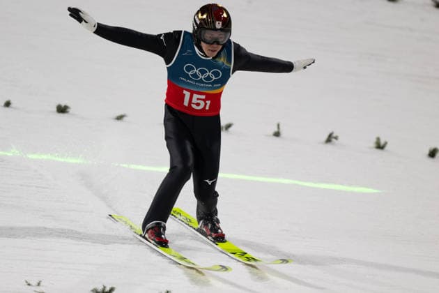 OLYMPICS - Winter Olympic Games, Olympische Spiele, Olympia, OS Milano Cortina 2026 PREDAZZO,ITALY,16.FEB.26 - OLYMPICS, Ski jumping, Skispringen, Ski, nordisch - Winter Olympic Games Milano Cortina 2026, large hill, Super Team, men. Image shows Ren Nikaido (JPN).  GEPAxpictures xOliverxLerch
