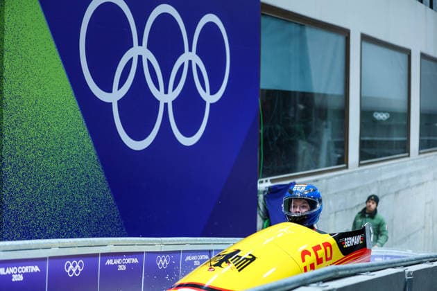 Olympische Winterspiele Milano Cortina 2026 Bob Monobob Frauen am 16.02.2026 im Cortina Sliding Centre in Cortina d™Ampezzo Laura Nolte ( Deutschland ) *** Olympic Winter Games Milano Cortina 2026 Bobsleigh Monobob Women on 16 02 2026 at the Cortina Sliding Center in Cortina d™Ampezzo Laura Nolte Germany xMSx