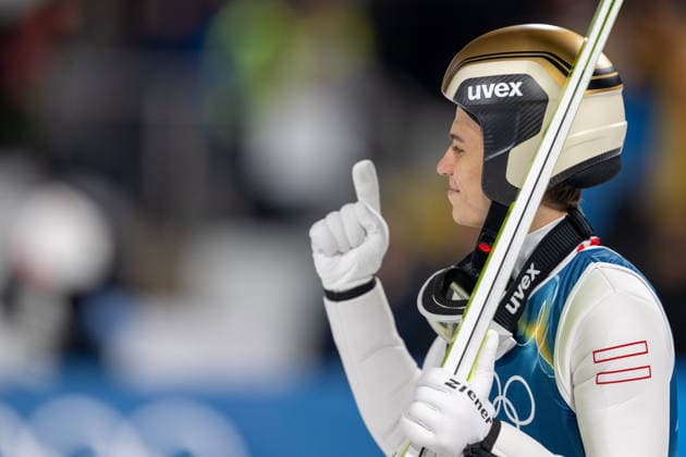 OLYMPICS - Winter Olympic Games, Olympische Spiele, Olympia, OS Milano Cortina 2026 PREDAZZO,ITALY,16.FEB.26 - OLYMPICS, Ski jumping, Skispringen, Ski, nordisch - Winter Olympic Games Milano Cortina 2026, large hill, Super Team, men. Image shows Stephan Embacher (AUT).  GEPAxpictures xOliverxLerch