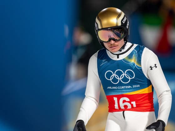 OLYMPICS - Winter Olympic Games, Olympische Spiele, Olympia, OS Milano Cortina 2026 PREDAZZO,ITALY,16.FEB.26 - OLYMPICS, Ski jumping, Skispringen, Ski, nordisch - Winter Olympic Games Milano Cortina 2026, large hill, Super Team, men. Image shows Anze Lanisek (SLO).  GEPAxpictures xOliverxLerch