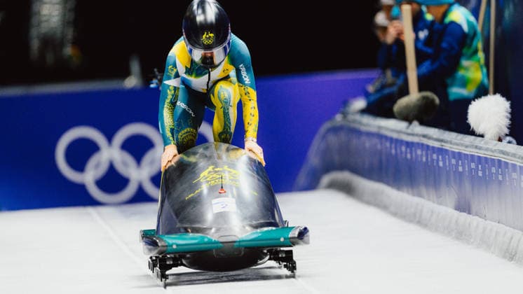 OLYMPICS - Winter Olympic Games, Olympische Spiele, Olympia, OS Milano Cortina 2026 CORTINA D AMPEZZO,ITALY,16.FEB.26 - OLYMPICS, BOBSLEIGH - Winter Olympic Games Milano Cortina 2026, monobob, women. Image shows Bree Walker (AUS).  GEPAxpictures xAlexanderxSolc