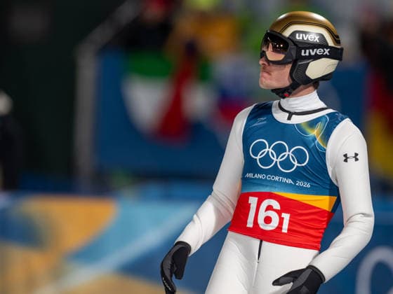 OLYMPICS - Winter Olympic Games, Olympische Spiele, Olympia, OS Milano Cortina 2026 PREDAZZO,ITALY,16.FEB.26 - OLYMPICS, Ski jumping, Skispringen, Ski, nordisch - Winter Olympic Games Milano Cortina 2026, large hill, Super Team, men. Image shows Anze Lanisek (SLO).  GEPAxpictures xOliverxLerch