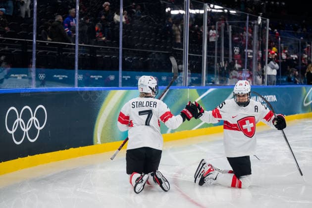 260216 Lara Stalder and Alina Muller of Switzerland ahead of the women s Ice hockey, Eishockey semifinal between Canada and Switzerland during day 10 of the 2026 Winter Olympics on February 16, 2026 in Milan. Photo: Emma Wallskog BILDBYRAN kod EW EW0639 ishockey ice hockey Olympic Games, Olympische Spiele, Olympia, OS olympics winter olympics os ol olympiska spel vinter-os olympiske leker milano cortina 2026 milan cortina 2026 milano cortina 2026 olympic games milano cortina 2026 winter olympic games milano cortina-os milano cortina-ol vinter-ol 10 bbeng kanada canada schweiz switzerland dam semifinal *** 260216 Lara Stalder and Alina Muller of Switzerland ahead of the women s ice hockey semifinal between Canada and Switzerland during day 10 of the 2026 Winter Olympics on February 16, 2026 in Milan Photo Emma Wallskog BILDBYRAN kod EW EW0639 ishockey ice hockey olympic games olympics winter olympics os ol olympiska spel vinter os olympiske leker milano cortina 2026 milan cortina 2026 milano cortina 2026 olympic games milano cortina 2026 winter olympic games milano cortina os milano cortina ol vinter ol 10 bbeng kanada canada schweiz switzerland dam semifinal  Copyright: EMMAxWALLSKOG BB260216EW080
