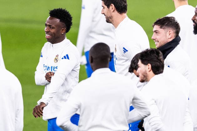 February 16, 2026, Lisbon, Lisbon, Portugal: Vinicius Junior of Real Madrid C.F. during the training session prior to the UEFA Champions League 2025 2026 game between SL Benfica and Real Madrid C.F. at Estadio da Luz on February 16, 2026 in Lisbon, Portugal. Lisbon Portugal - ZUMAg283 20260216_zsp_g283_179 Copyright: xJoaoxGregoriox