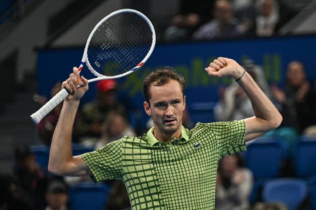 Qatar ExxonMobil Open 2026 - Day One DOHA, QATAR FEBRUARY 16: Daniil Medvedev celebrates after winning against Juncheng Shang of China during a singles match at the Qatar ExxonMobil Open at the Khalifa International Tennis and Squash Complex on February 16, 2026 in Doha, Qatar. Doha Qatar  Copyright: xArturxWidakx originalFilename:widak-qatarexx260216_npb4I.jpg