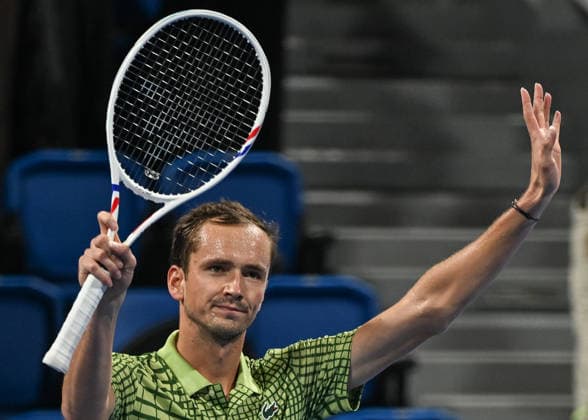 Qatar ExxonMobil Open 2026 - Day One DOHA, QATAR FEBRUARY 16: Daniil Medvedev celebrates after winning against Juncheng Shang of China during a singles match at the Qatar ExxonMobil Open at the Khalifa International Tennis and Squash Complex on February 16, 2026 in Doha, Qatar. Doha Qatar  Copyright: xArturxWidakx originalFilename:widak-qatarexx260216_npQKQ.jpg