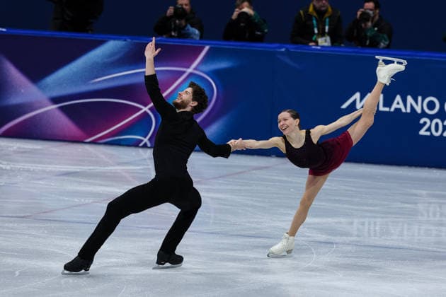 GIOCHI OLIMPICI - Olimpiadi Invernali Milano-Cortina 2026 - Figure skating, Eiskunstlauf - Pair Skating Ioulia Chtchetinina Michal Wozniak (POL) during the Olympic Winter games, Winterspiele,Spiele, Summer games Milano-Cortina 2026, Pair Skating on February 16, 2026 at Milano Ice Skating Arena in Milan, Italy Cortina D Ampezzo Italy  Copyright: xIPAxSport ABACAx
