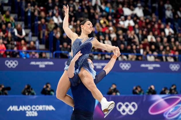 Anastasia Vaipan-law and Luke Digby of Great Britain perform during the Pair Skating Free Skating Final at the Milano Figure skating, Eiskunstlauf Arena in Milan, Italy on Monday, February 16, 2026. Vaipan-law and Digby scored a 112.99 making their total score 179.06.  OLY20260216924 RICHARDxELLIS