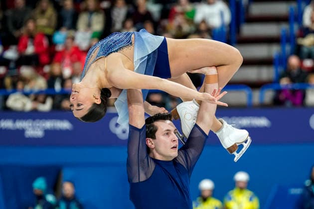 Anastasia Vaipan-law and Luke Digby of Great Britain perform during the Pair Skating Free Skating Final at the Milano Figure skating, Eiskunstlauf Arena in Milan, Italy on Monday, February 16, 2026. Vaipan-law and Digby scored a 112.99 making their total score 179.06.  OLY20260216926 RICHARDxELLIS
