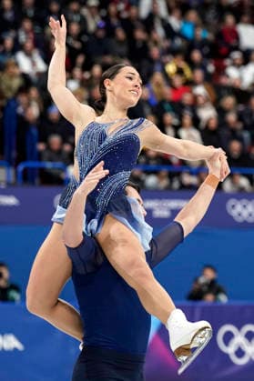 Anastasia Vaipan-law and Luke Digby of Great Britain perform during the Pair Skating Free Skating Final at the Milano Figure skating, Eiskunstlauf Arena in Milan, Italy on Monday, February 16, 2026. Vaipan-law and Digby scored a 112.99 making their total score 179.06.  OLY20260216924a RICHARDxELLIS