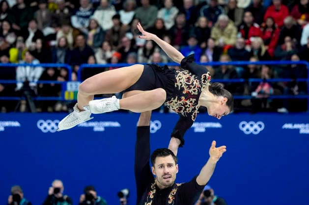 Rebecca Ghilardi and Filippo Ambrosini of Italy.during the Pair Skating Free Skating Final at the Milano Figure skating, Eiskunstlauf Arena in Milan, Italy on Monday, February 16, 2026. Ghilardi and Ambrosini scored a 122.78 making their total score 191.86.  OLY20260216937 RICHARDxELLIS