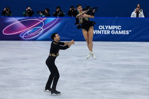 GIOCHI OLIMPICI - Olimpiadi Invernali Milano-Cortina 2026 - Figure skating, Eiskunstlauf - Pair Skating Rebecca Ghilardi Filippo Ambrosini (ITA) during the Olympic Winter games, Winterspiele,Spiele, Summer games Milano-Cortina 2026, Pair Skating on February 16, 2026 at Milano Ice Skating Arena in Milan, Italy Cortina D Ampezzo Italy  Copyright: xIPAxSport ABACAx