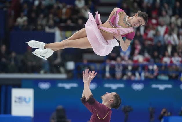 February 16, 2026, Milan, ITALY: Armenia s Karina Akopova and Nikita Rakhmanin compete during the pairs free skate Figure skating, Eiskunstlauf event at the 2026 Winter Olympics, in Milan, on Monday, Feb. 16, 2026. Canada News - February 16, 2026  - ZUMAc35_ 20260216_zaf_c35_144 Copyright: xDarrylxDyckx