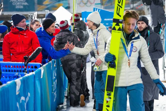 Winter Olympics in Milan Cortina 2026 Val di Fiemme, Italy 20260216. Kristoffer Eriksen Sundal during the Men s Super Team Jump Large Hill in the Predazzo Ski jumping, Skispringen, Ski, nordisch Stadium during the Winter Olympics in Milan Cortina 2026. Photo: Lise Aserud NTB Val di Fiemme Italy EDITORIAL USE ONLY. RESTRICTED USE FOR BETTING COMPANIES Ref:_SPOy2VTKqNF930.jpg *** Winter Olympics in Milan Cortina 2026 Val di Fiemme, Italy 20260216 Kristoffer Eriksen Sundal during the Men s Super Team Jump Large Hill in the Predazzo Ski Jumping Stadium during the Winter Olympics in Milan Cortina 2026 Photo Lise Aserud NTB Val di Fiemme Italy EDITORIAL USE ONLY RESTRICTED USE FOR BETTING COMPANIES  Copyright: xLisexAserudxx xNTBx