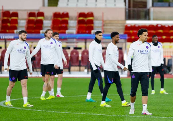 La Turbie, France February 16, 2026 UEFA Champions League 2025 26 AS Monaco Paris Saint Germain PSG Press Conference with PSG Training Session at Stade Louis II UEFA Champions League 2025 26 AS Monaco vs PSG Paris