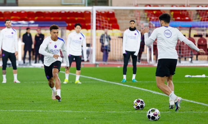 La Turbie, France February 16, 2026 UEFA Champions League 2025 26 AS Monaco Paris Saint Germain PSG Press Conference with PSG Training Session at Stade Louis II UEFA Champions League 2025 26 AS Monaco vs PSG Paris