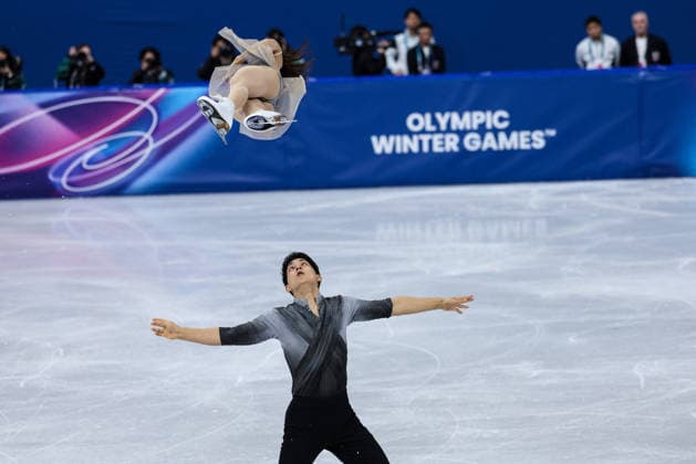 GIOCHI OLIMPICI - Olimpiadi Invernali Milano-Cortina 2026 - Figure skating, Eiskunstlauf - Pair Skating Riku Miura Ryuichi Kihara (JPN) during the Olympic Winter games, Winterspiele,Spiele, Summer games Milano-Cortina 2026, Pair Skating on February 16, 2026 at Milano Ice Skating Arena in Milan, Italy Cortina D Ampezzo Italy  Copyright: xIPAxSport ABACAx