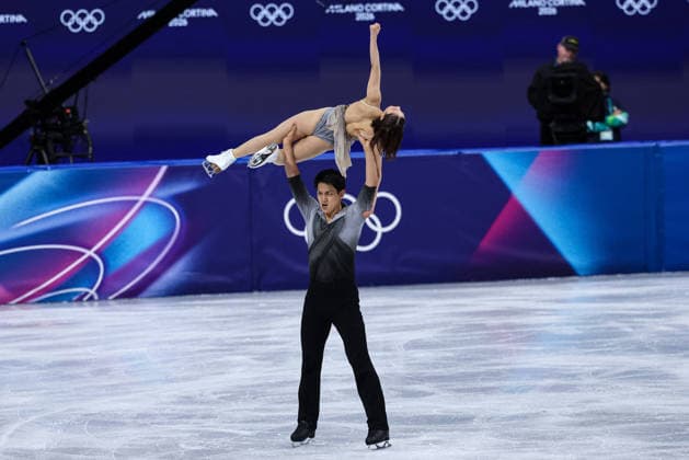 GIOCHI OLIMPICI - Olimpiadi Invernali Milano-Cortina 2026 - Figure skating, Eiskunstlauf - Pair Skating Riku Miura Ryuichi Kihara (JPN) during the Olympic Winter games, Winterspiele,Spiele, Summer games Milano-Cortina 2026, Pair Skating on February 16, 2026 at Milano Ice Skating Arena in Milan, Italy Cortina D Ampezzo Italy  Copyright: xIPAxSport ABACAx