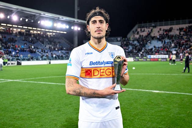 Lecce s Omri Gandelman is the Panini Player of the Match at the end of Serie A soccer match between Cagliari Calcio and Lecce at the Unipol Domus in Cagliari, Sardinia - Monday, 16th February 2026. - Soccer  Copyright: x Â®xGianlucaxZuddas LaPressex