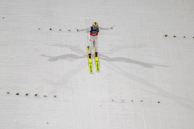 OLYMPICS - Winter Olympic Games, Olympische Spiele, Olympia, OS Milano Cortina 2026 PREDAZZO,ITALY,16.FEB.26 - OLYMPICS, Ski jumping, Skispringen, Ski, nordisch - Winter Olympic Games Milano Cortina 2026, large hill, Super Team, men. Image shows Jan Hoerl (AUT).  GEPAxpictures xOliverxLerch