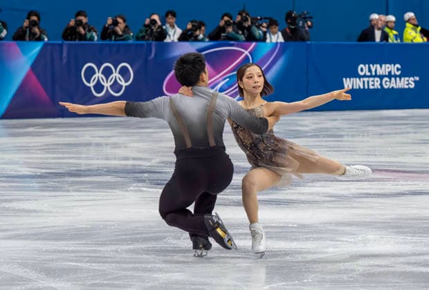 February 16, 2026, Milan, Lombardy, Italy: Riku Miura (12-1) and Ryuichi Kihara (12-2) of Japan perform during the Figure skating, Eiskunstlauf Pair Skating Free Skating Finals at the Milano Ice Skating Arena during the 2026 Milano Cortina Winter Olympics in Milan, Italy. Miura and Kihara go on to win the gold medal. Olympics 2026: Milano Cortina: Figure Skating Pair Skating Free Skating Finals  - ZUMAa161 20260216_oly_a161_318 Copyright: xWalterxG.xArcex