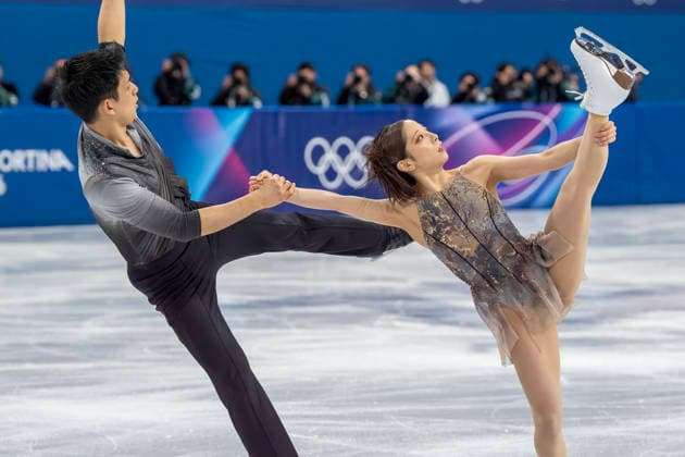 February 16, 2026, Milan, Lombardy, Italy: Riku Miura (12-1) and Ryuichi Kihara (12-2) of Japan perform during the Figure skating, Eiskunstlauf Pair Skating Free Skating Finals at the Milano Ice Skating Arena during the 2026 Milano Cortina Winter Olympics in Milan, Italy. Miura and Kihara go on to win the gold medal. Olympics 2026: Milano Cortina: Figure Skating Pair Skating Free Skating Finals  - ZUMAa161 20260216_oly_a161_311 Copyright: xWalterxG.xArcex
