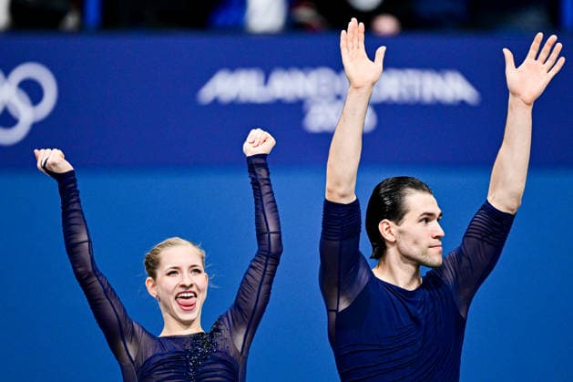 Pair Awards, Minerva Fabienne HASE & Nikita VOLODIN (GER) third place, during Victory Ceremony, at the Olympic Winter games, Winterspiele,Spiele, Summer games Milano Cortina 2026, at Milano Ice Skating Arena, on February 16, 2026 in Milan, Italy. Noxthirdxpartyxsales  aflo_320166729