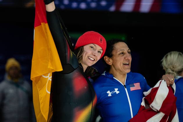 MEYERS TAYLOR Elana ( USA ) and Laura Nolte (Germany), Monobob Women, Milano Cortina 2026 Olympic Games, Olympische Spiele, Olympia, OS 16-02-2026 *** MEYERS TAYLOR Elana USA and Laura Nolte Germany , Monobob Women, Milano Cortina 2026 Olympic Games 16 02 2026 Copyright: HMBxMedia MarcxNiemeyer